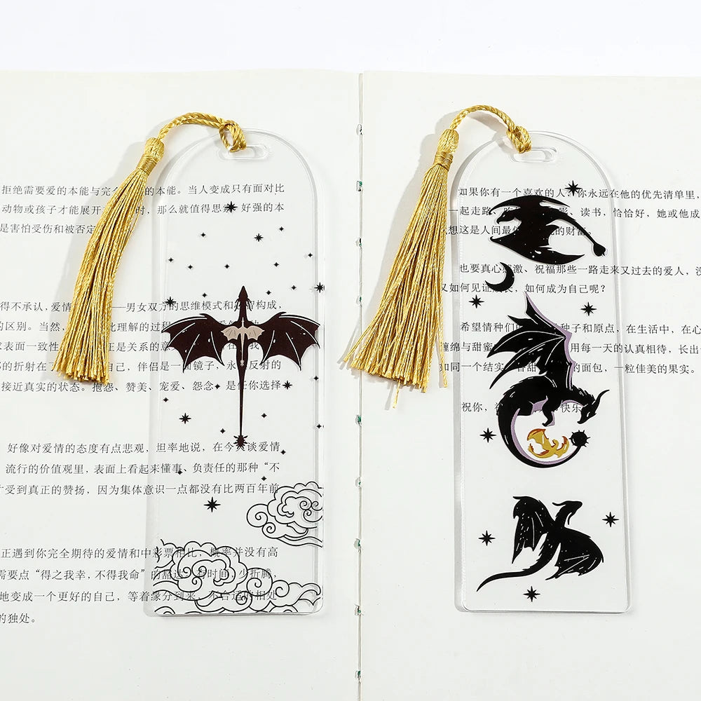 Separador de libros de acrílico con temática de dragones