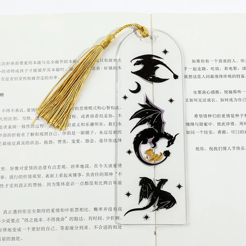 Separador de libros de acrílico con temática de dragones