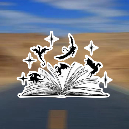Sticker de libro de fantasía Dragon Rider, Sticker para Kindle, Sticker de dragón troquelada, Sticker de vinilo impermeable